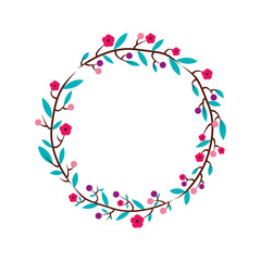 cute floral wreath decorative vector illustration design
