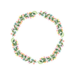 cute floral wreath decorative vector illustration design
