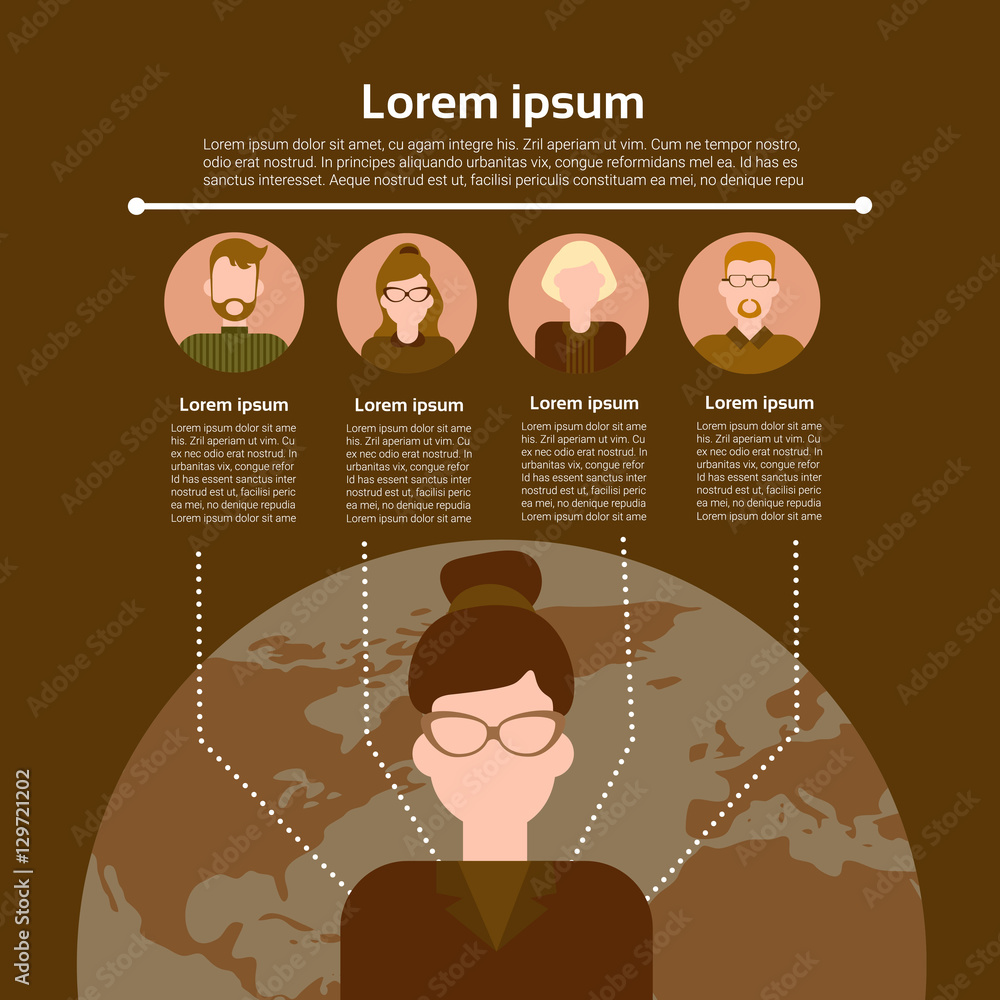 Poster graph set human resources infographic icon business network chart flat vector illustration