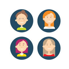 Business People Group Icon Set Woman Businesspeople Team Flat Vector Illustration