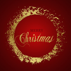 Merry Christmas gold glittering lettering design. Vector illustration