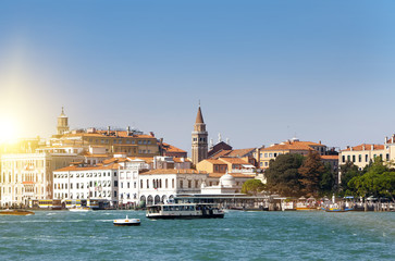 Fototapeta premium Venice. Italy. Bright ancient buildings ashore Canal Grande