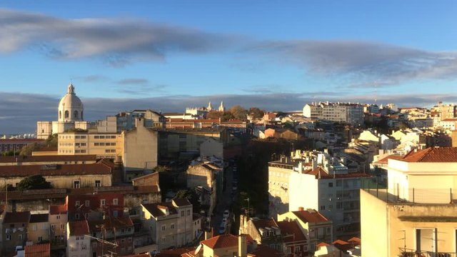 Beautiful Sunrise Over City of Lisbon, Portugal. Lisbon is the capital and the largest city of Portugal