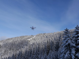 Fototapeta na wymiar drone flying in winter