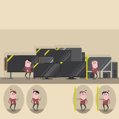 vector illustration showing sales assistants in two versions