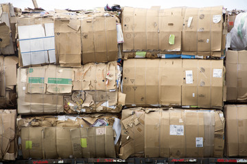 paper and cardboard baled and wrapped ready to recycle