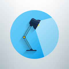Vector illustration of table-lamp with light and long shadow