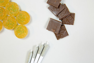 Edible marijuana chocolates and joints