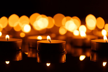 Burning candles with shallow depth of field