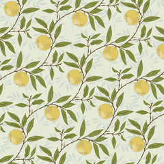 Vintage seamless botanical pattern. Ornament from apples and branches
