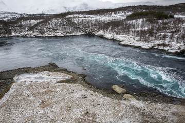 Whirlpools of the maelstrom of Saltstraumen, Nordland, Norway