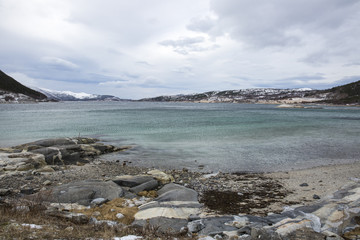 view of a Fjord in the winter wind, Elvfjorden Nordland Norway
