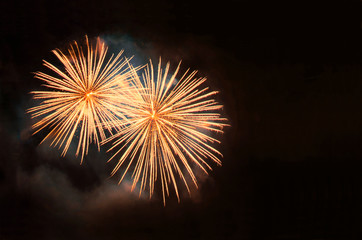 Gold fireworks with copy space 