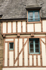 Fototapeta na wymiar Old medieval city center of Quimper,corbelled house, Bretagne, France