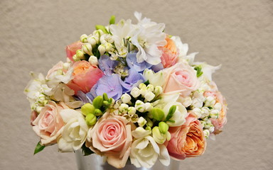 Bouquet of flowers with flowers roses and hydrangea