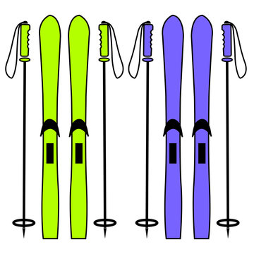 a set of skis and ski poles