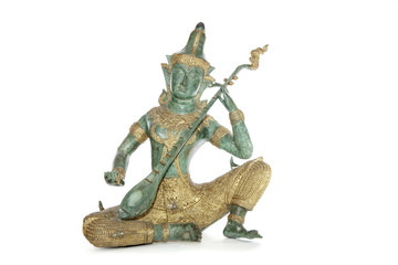 Fototapeta na wymiar Traditional Thai bronze statue of a musician