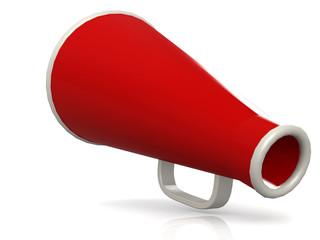 Isolated red megaphone on white