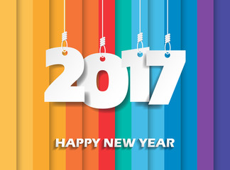 Happy new 2017 year. Greetings card. Colorful design. Vector ill