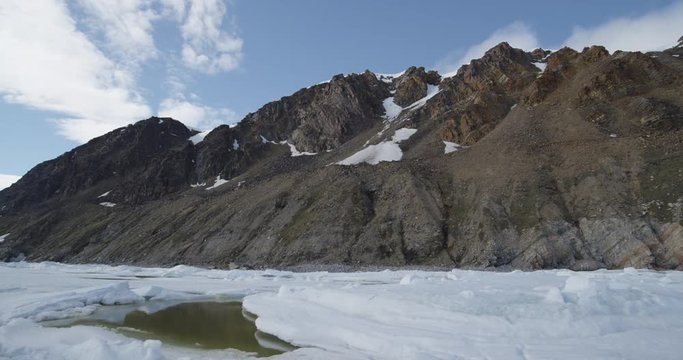 Time lapse - clouds pass over mountain with melt pool at base