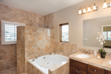 Rosa Imperial Marble Bathroom with large Whirlpool