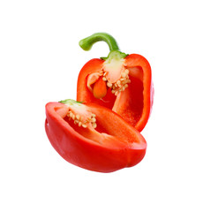red pepper slices isolated on white background