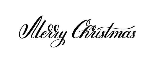black and white hand lettering inscription Merry Christmas, arti