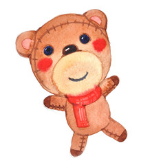 Christmas toy teddy bear Santa Clause. New Year Greeting Card.