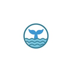 Fishing Whale Logo Design Element