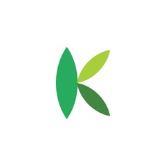 Initial K Leaf Logo Design Template
