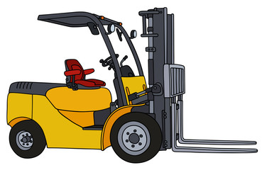 Hand drawing of a yellow forklifts - not a real type