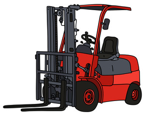 Hand drawing of a red forklifts - not a real type
