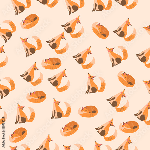 "vector illustration of a cute fox" Stock image and royalty-free vector