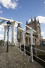 Old city gate built with red bricks, Zuidhavenpoort,  Zierikzee, Netherlands