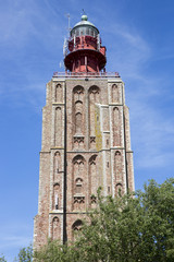 Fototapeta na wymiar beacon on a top of a church tower, Weskapelle, The Netherlands