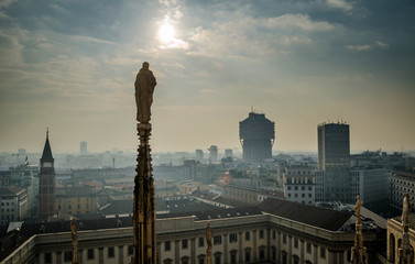 Milan Duomo statues viewed from terraces