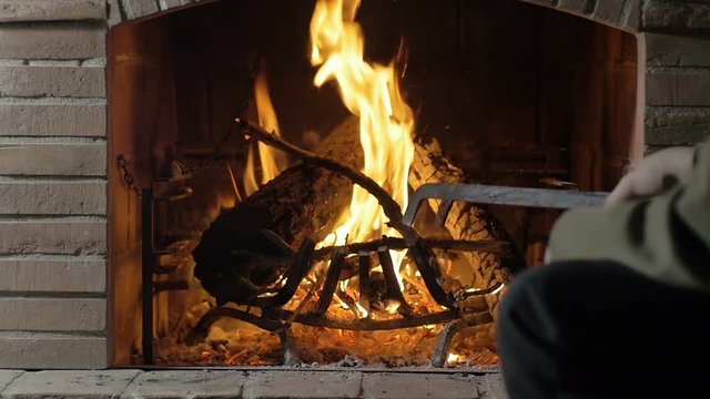 burning fire, fireplace, light
