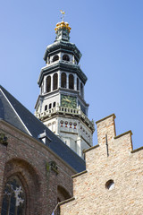 Fototapeta na wymiar Abbey complex with its tower Lange Jan, Middelburg, Zeeland, Netherlands