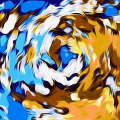 yellow brown and blue spiral painting texture abstract background