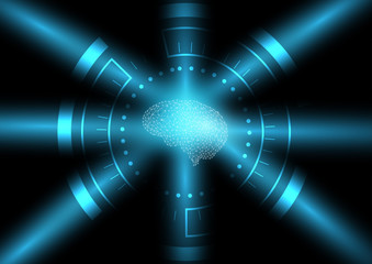 Abstract digital and technology background. Artificial Intelligence with shield and light effect that can use to present creativity of innovation.