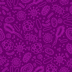 Seamless vector pattern of germs and bacteria