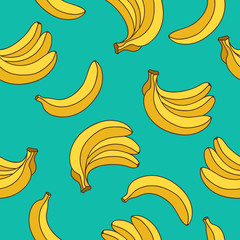 Seamless vector pattern of yellow bananas