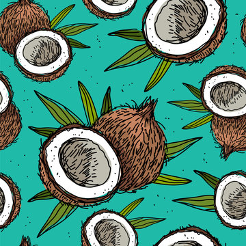 Seamless vector pattern of coconuts