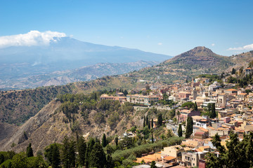 Fototapeta na wymiar View of Mt. Etna in Taormina, Sicily
