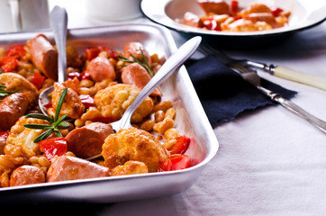 Steamed vegetables with beans