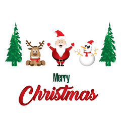 Fototapeta na wymiar Merry Christmas and Decorations Santa Claus Reindeer Snowman on White background Card.