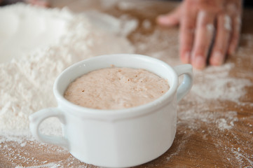 Chef preparing dough - cooking process