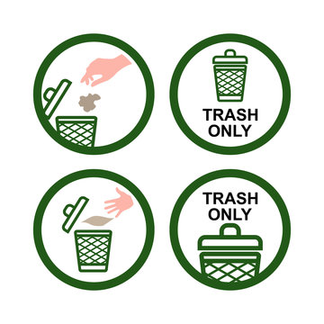 Trash Only No Recycling Hand Throw Garbage Icon Sign