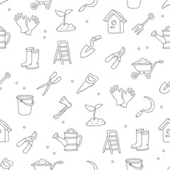 Seamless vector pattern of garden tools
