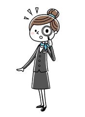 ビジネスウーマン：虫眼鏡
